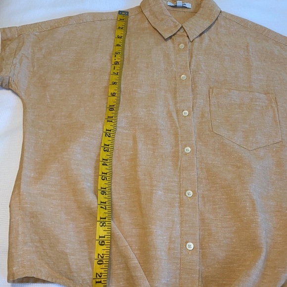 Madewell Woman’s Shirt Sleeve Tie Front Top Size XXS Style H9182 Yellow - Picture 11 of 11